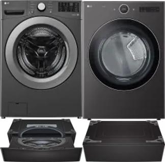 Side by Side Washer & Dryer Set on Pedestals