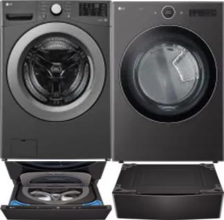 Side by Side Washer & Dryer Set on Pedestals