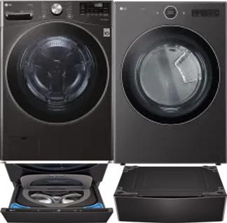 Side by Side Washer & Dryer Set on Pedestals