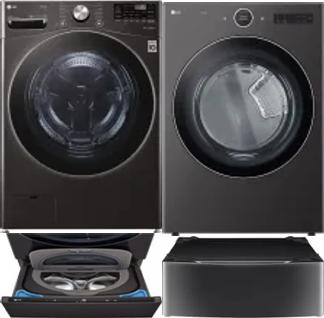 Side by Side Washer & Dryer Set on Pedestals