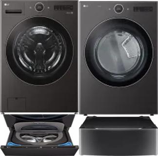 Side by Side Washer & Dryer Set on Pedestals