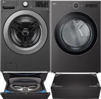 Side by Side Washer & Dryer Set on Pedestals