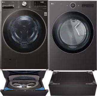 Side by Side Washer & Dryer Set on Pedestals