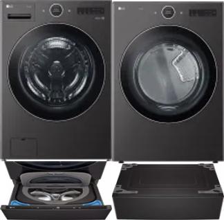 Side by Side Washer & Dryer Set on Pedestals