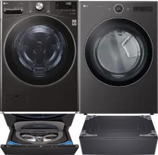 Side by Side Washer & Dryer Set on Pedestals