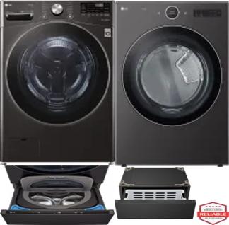 Side by Side Washer & Dryer Set on Pedestals