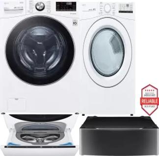 Side by Side Washer & Dryer Set on Pedestals