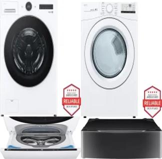 Side by Side Washer & Dryer Set on Pedestals