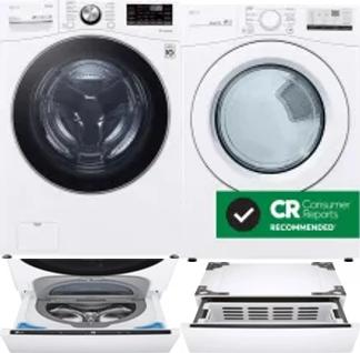 Side by Side Washer & Dryer Set on Pedestals