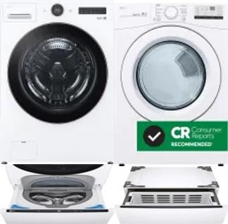 Side by Side Washer & Dryer Set on Pedestals