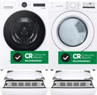 Side by Side Washer & Dryer Set on Pedestals
