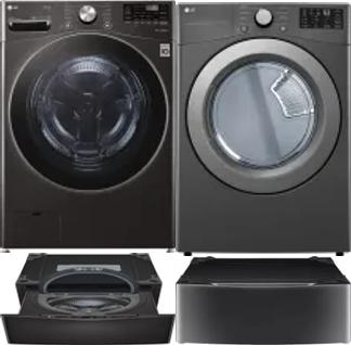 Side by Side Washer & Dryer Set on Pedestals