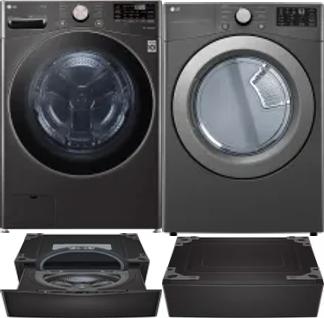 Side by Side Washer & Dryer Set on Pedestals