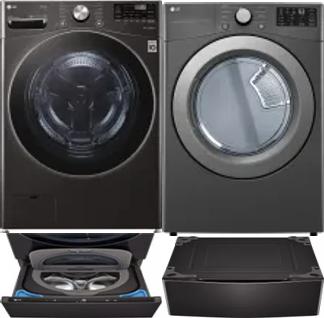 Side by Side Washer & Dryer Set on Pedestals