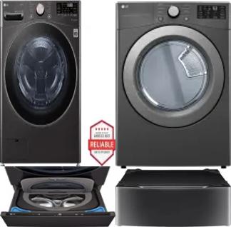 Side by Side Washer & Dryer Set on Pedestals