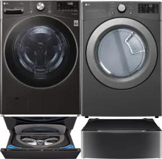 Side by Side Washer & Dryer Set on Pedestals