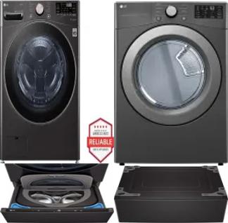 Side by Side Washer & Dryer Set on Pedestals