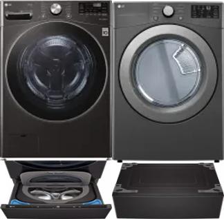 Side by Side Washer & Dryer Set on Pedestals