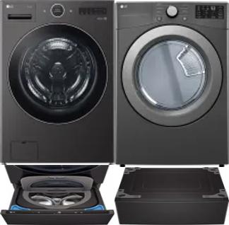 Side by Side Washer & Dryer Set on Pedestals
