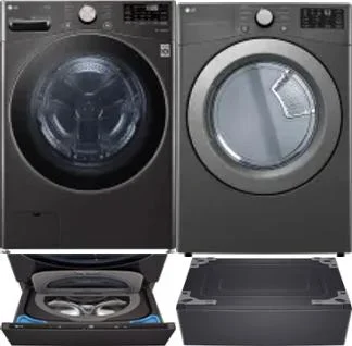 Side by Side Washer & Dryer Set on Pedestals