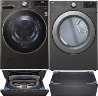 Side by Side Washer & Dryer Set on Pedestals