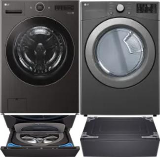 Side by Side Washer & Dryer Set on Pedestals