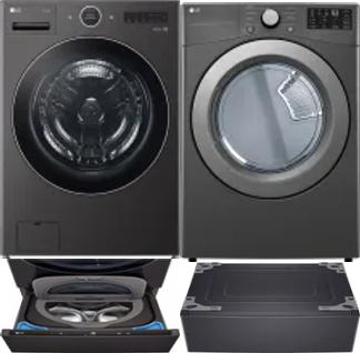 Side by Side Washer & Dryer Set on Pedestals