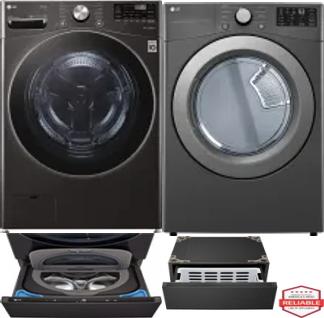 Side by Side Washer & Dryer Set on Pedestals