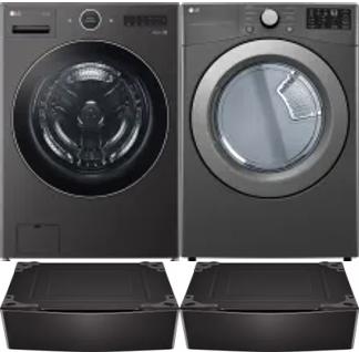 Side by Side Washer & Dryer Set on Pedestals