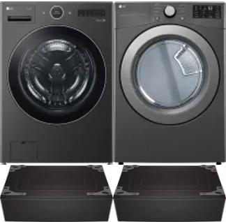 Side by Side Washer & Dryer Set on Pedestals