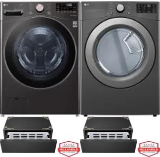Side by Side Washer & Dryer Set on Pedestals