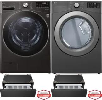 Side by Side Washer & Dryer Set on Pedestals