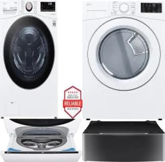Side by Side Washer & Dryer Set on Pedestals