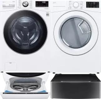 Side by Side Washer & Dryer Set on Pedestals