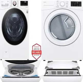 Side by Side Washer & Dryer Set on Pedestals