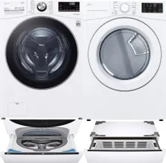 Side by Side Washer & Dryer Set on Pedestals