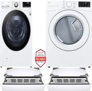 Side by Side Washer & Dryer Set on Pedestals
