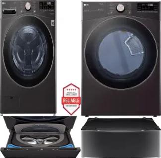 Side by Side Washer & Dryer Set on Pedestals