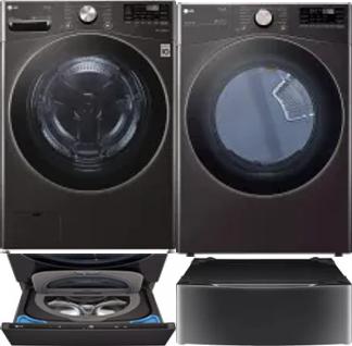 Side by Side Washer & Dryer Set on Pedestals