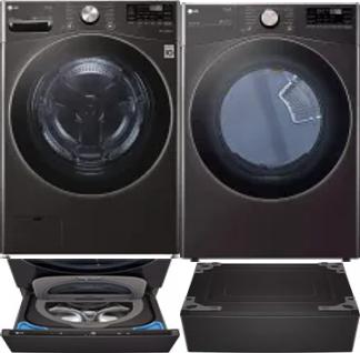 Side by Side Washer & Dryer Set on Pedestals