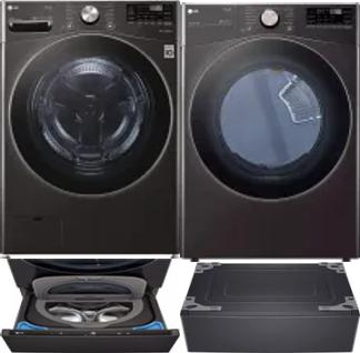 Side by Side Washer & Dryer Set on Pedestals