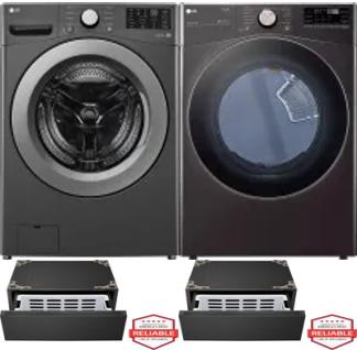 Side by Side Washer & Dryer Set on Pedestals