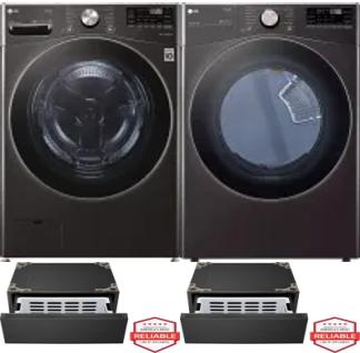 Side by Side Washer & Dryer Set on Pedestals