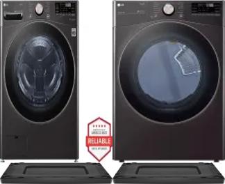 Side by Side Washer & Dryer Set on Risers
