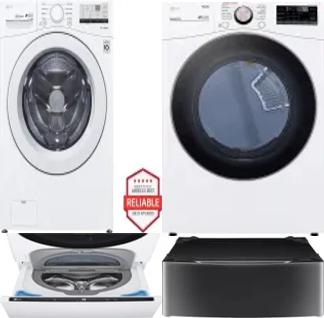 Side by Side Washer & Dryer Set on Pedestals