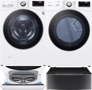 Side by Side Washer & Dryer Set on Pedestals