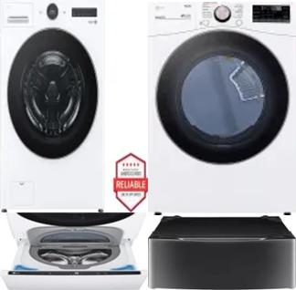 Side by Side Washer & Dryer Set on Pedestals