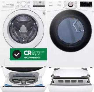 Side by Side Washer & Dryer Set on Pedestals