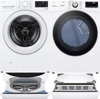 Side by Side Washer & Dryer Set on Pedestals