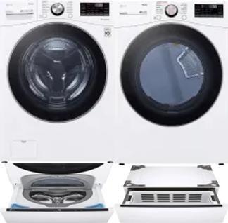 Side by Side Washer & Dryer Set on Pedestals